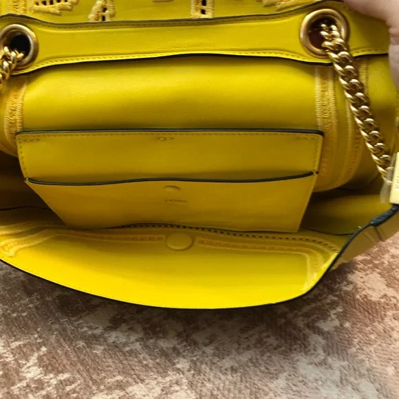 Yellow Designer Chain Shoulder Bag - Picture 8 of 10